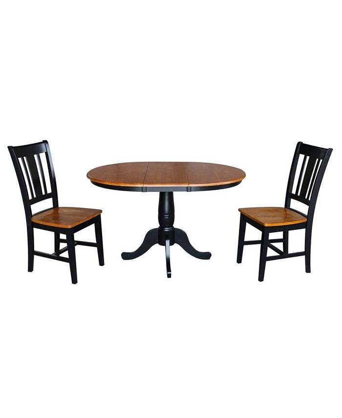 36 Round Top Pedestal Ext Table With 12 Leaf And 2 San Remo Chairs International Concepts 36 Round Top Pedestal Ext Table With 12 Leaf And 2 San Remo Chairs -Costway Shop