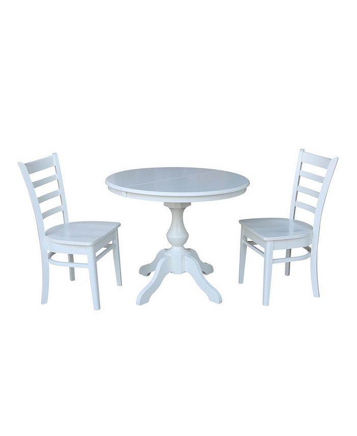 International Concepts 36 Round Extension Dining Table With 2 Emily Chairs 3 International Concepts 36 Round Extension Dining Table With 2 Emily Chairs