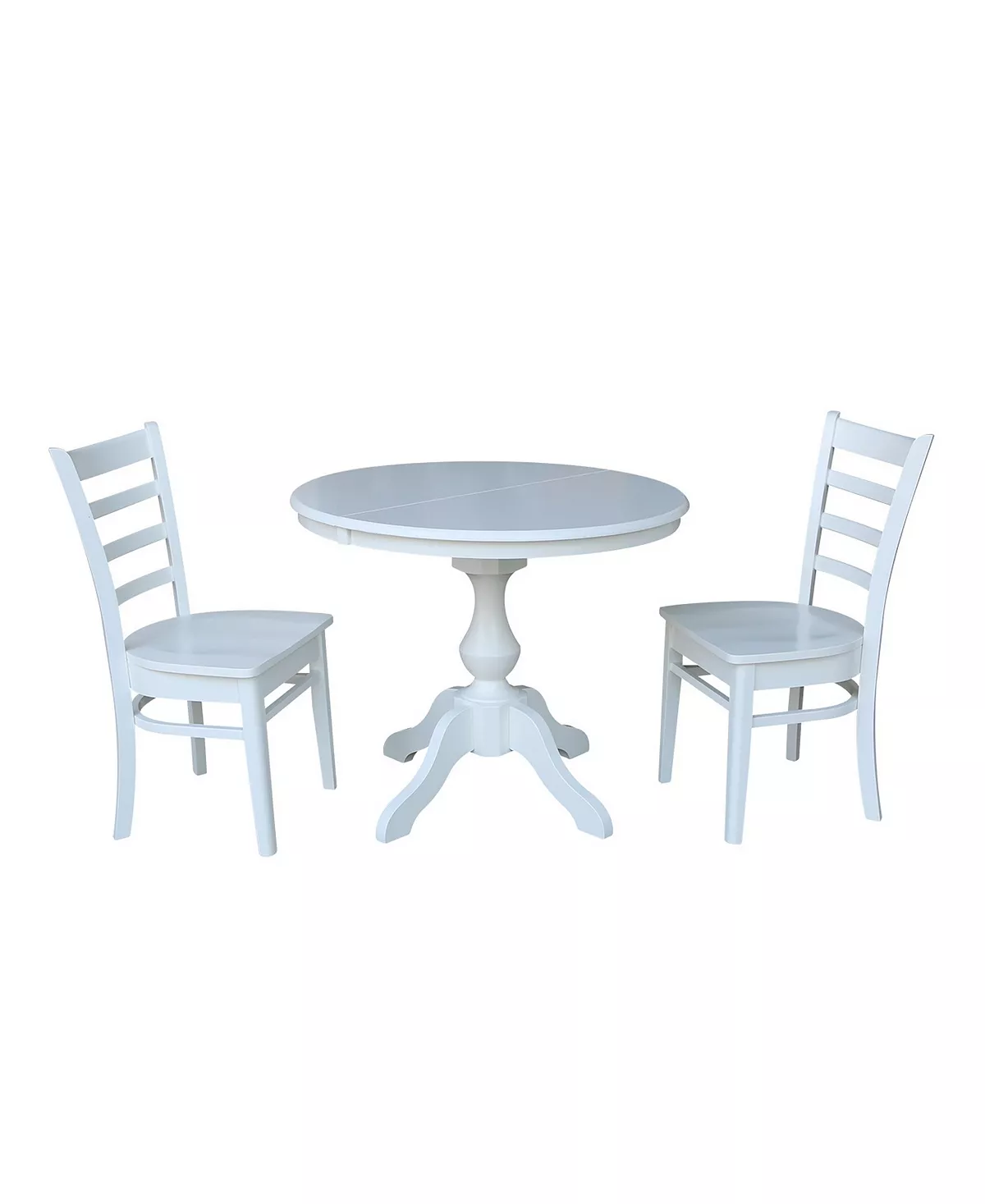 International Concepts 36 Round Extension Dining Table With 2 Emily Chairs 3 International Concepts 36 Round Extension Dining Table With 2 Emily Chairs