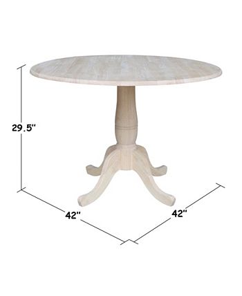 42 Round Dual Drop Leaf Pedestal Table International Concepts 42 Round Dual Drop Leaf Pedestal Table -Costway Shop