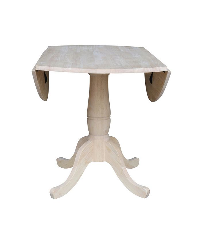 42 Round Dual Drop Leaf Pedestal Table International Concepts 42 Round Dual Drop Leaf Pedestal Table -Costway Shop