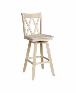 International Concepts Double X Back Bar Height Stool With Swivel And Auto Return