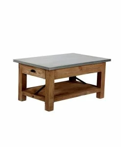 Alaterre Furniture Millwork Wood And Zinc Metal Coffee Table With Shelf
