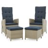 Alaterre Furniture Haven All-Weather Wicker Set Outdoor Recliners With Ottomans And Round Glass Top Accent Table -Costway Shop 16981589 fpx