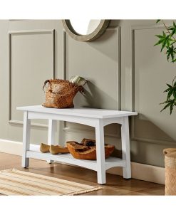 Alaterre Furniture Craftsbury Wood Entryway Bench -Costway Shop 16981856 fpx