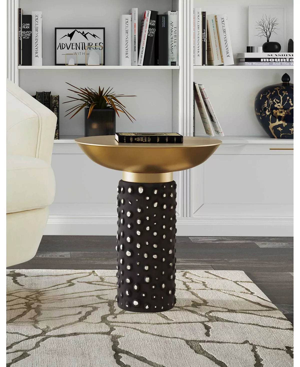 Blaze Glass And Brass Side Table TOV Furniture Blaze Glass And Brass Side Table -Costway Shop