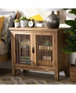Furniture Clement Rustic Transitional 2 Door Spindle Accent Storage Cabinet -Costway Shop 17155716 fpx