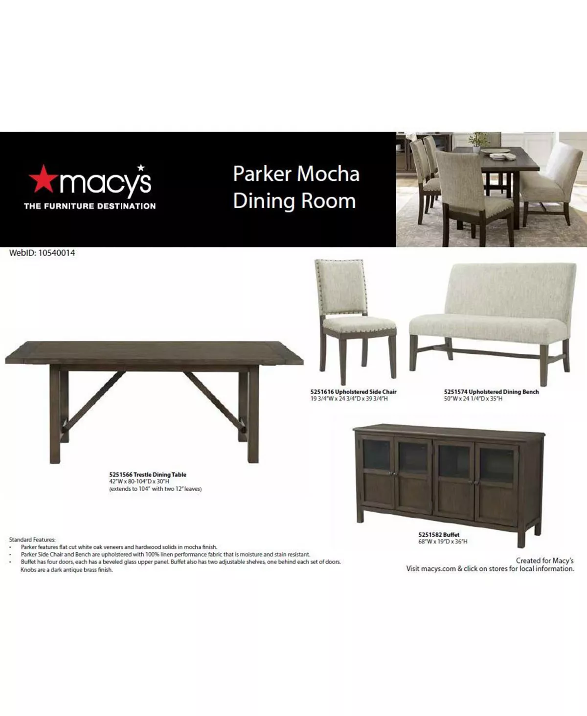 Parker Mocha Dining Furniture Collection, Created For Macy's 4 Parker Mocha Dining Furniture Collection, Created For Macy's - Image 2