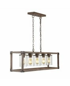 JONATHAN Y Zeniba 5-Light Linear Adjustable Rustic Farmhouse LED Pendant -Costway Shop 17710866 fpx
