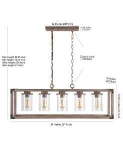 JONATHAN Y Zeniba 5-Light Linear Adjustable Rustic Farmhouse LED Pendant -Costway Shop 17710874 fpx