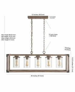 JONATHAN Y Zeniba 5-Light Linear Adjustable Rustic Farmhouse LED Pendant -Costway Shop 17710874 fpx