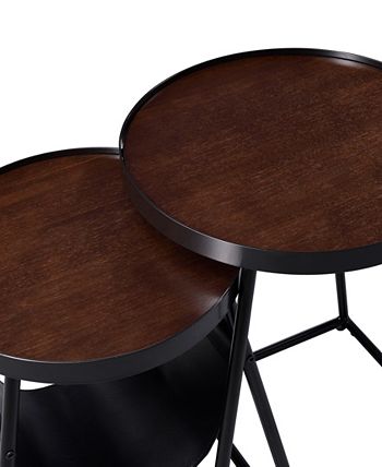 Vallara Round 2-Piece Nesting Table Set Furniture Of America Vallara Round 2-Piece Nesting Table Set -Costway Shop