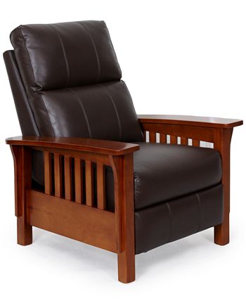 Furniture Harrison Leather Pushback Recliner, Created For Macy's 4 Furniture Harrison Leather Pushback Recliner, Created For Macy's - Image 2