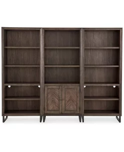 Furniture Gidian Home Office 3-Pc. Set (Open Bookcase, Open Bookcase, Door Bookcase)