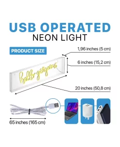 JONATHAN Y Ello Gorgerous Contemporary Glam Acrylic Box USB Operated LED Neon Light -Costway Shop 19018033 fpx
