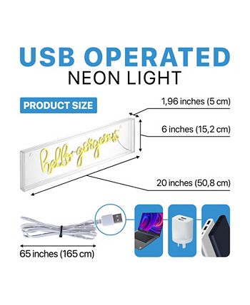 ello Gorgerous Contemporary Glam Acrylic Box USB Operated LED Neon Light JONATHAN Y Ello Gorgerous Contemporary Glam Acrylic Box USB Operated LED Neon Light -Costway Shop
