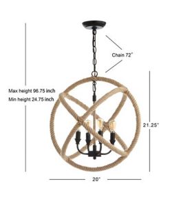 JONATHAN Y Soka 4-Light 20 Adjustable Globe, Rope Led Chandelier 4 JONATHAN Y Soka 4-Light 20 Adjustable Globe, Rope Led Chandelier -Costway Shop 19018241 fpx