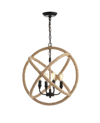 Soka 4-Light 20 Adjustable Globe, Rope Led Chandelier JONATHAN Y Soka 4-Light 20 Adjustable Globe, Rope Led Chandelier -Costway Shop