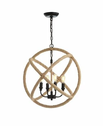JONATHAN Y Soka 4-Light 20 Adjustable Globe, Rope Led Chandelier 4 JONATHAN Y Soka 4-Light 20 Adjustable Globe, Rope Led Chandelier - Image 2