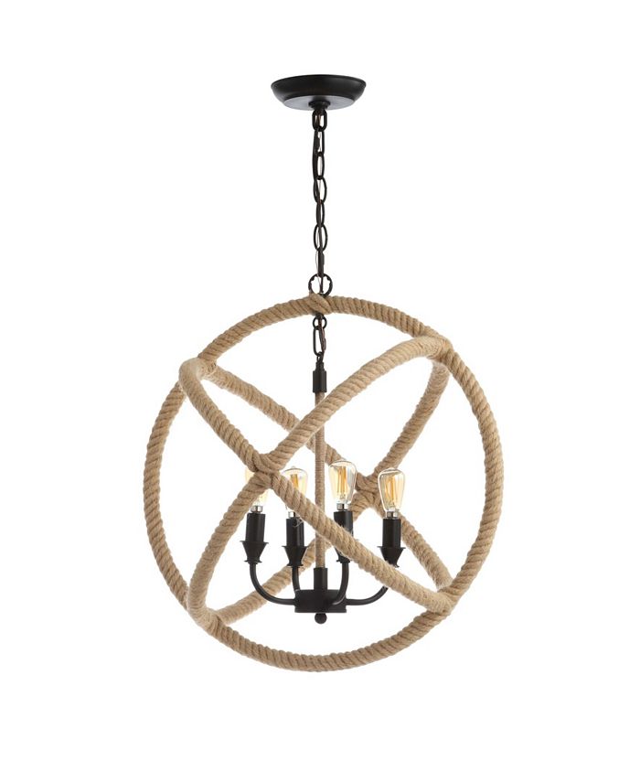 Soka 4-Light 20 Adjustable Globe, Rope Led Chandelier JONATHAN Y Soka 4-Light 20 Adjustable Globe, Rope Led Chandelier -Costway Shop