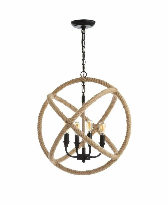 JONATHAN Y Soka 4-Light 20 Adjustable Globe, Rope Led Chandelier 3 JONATHAN Y Soka 4-Light 20 Adjustable Globe, Rope Led Chandelier