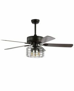 JONATHAN Y Sher 52 3-Light Industrial, Wood Led Ceiling Fan With Remote