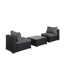 Westin Furniture 3 Piece Outdoor Patio Armless Sofa Conversation Bistro Set With Coffee Table