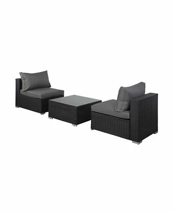 Westin Furniture 3 Piece Outdoor Patio Armless Sofa Conversation Bistro Set With Coffee Table 4 Westin Furniture 3 Piece Outdoor Patio Armless Sofa Conversation Bistro Set With Coffee Table - Image 2