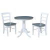 International Concepts 30 Round Pedestal Dining Table With 2 Madrid Ladderback Chairs, 3 Piece Dining Set