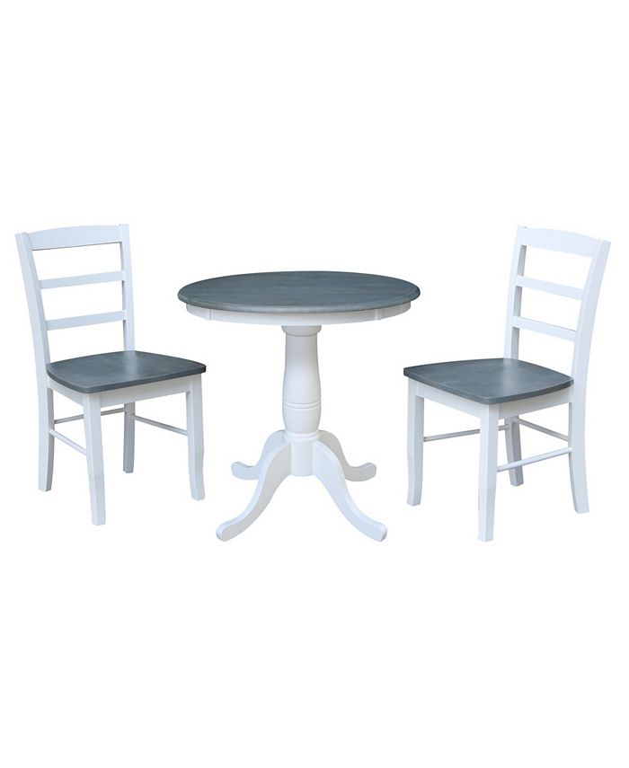 30 Round Pedestal Dining Table With 2 Madrid Ladderback Chairs, 3 Piece Dining Set International Concepts 30 Round Pedestal Dining Table With 2 Madrid Ladderback Chairs, 3 Piece Dining Set -Costway Shop