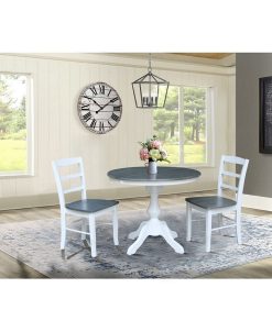 International Concepts 36 Round Extension Dining Table With 2 Madrid Ladderback Chairs, 3 Piece Dining Set 5 International Concepts 36 Round Extension Dining Table With 2 Madrid Ladderback Chairs, 3 Piece Dining Set -Costway Shop 19246782 fpx