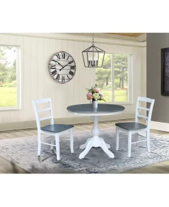 International Concepts 36 Round Extension Dining Table With 2 Madrid Ladderback Chairs, 3 Piece Dining Set -Costway Shop 19246782 fpx