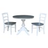 International Concepts 36 Round Extension Dining Table With 2 Madrid Ladderback Chairs, 3 Piece Dining Set