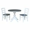 International Concepts 36 Round Extension Dining Table With 2 Madrid Ladderback Chairs, 3 Piece Dining Set -Costway Shop 19246783 fpx