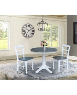 International Concepts 36 Round Extension Dining Table With 2 Madrid Ladderback Chairs, 3 Piece Dining Set 5 International Concepts 36 Round Extension Dining Table With 2 Madrid Ladderback Chairs, 3 Piece Dining Set -Costway Shop 19246786 fpx