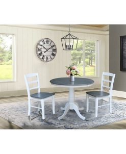 International Concepts 36 Round Extension Dining Table With 2 Madrid Ladderback Chairs, 3 Piece Dining Set 5 International Concepts 36 Round Extension Dining Table With 2 Madrid Ladderback Chairs, 3 Piece Dining Set -Costway Shop 19246792 fpx