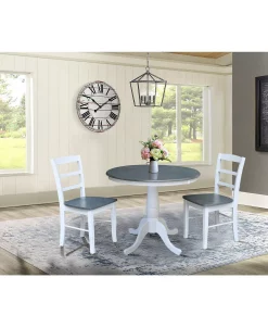 International Concepts 36 Round Extension Dining Table With 2 Madrid Ladderback Chairs, 3 Piece Dining Set -Costway Shop 19246792 fpx