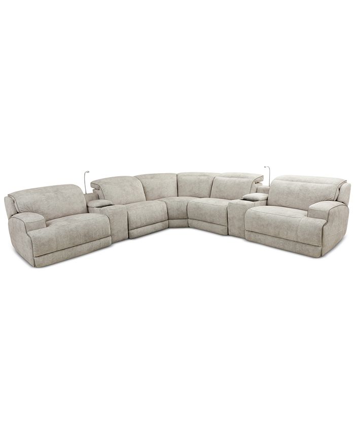 Sebaston 7-Pc. Fabric Sectional With 2 Power Motion Recliners And 2 USB Consoles, Created For Macy's Furniture Sebaston 7-Pc. Fabric Sectional With 2 Power Motion Recliners And 2 USB Consoles, Created For Macy's -Costway Shop