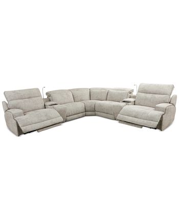 Sebaston 7-Pc. Fabric Sectional With 2 Power Motion Recliners And 2 USB Consoles, Created For Macy's Furniture Sebaston 7-Pc. Fabric Sectional With 2 Power Motion Recliners And 2 USB Consoles, Created For Macy's -Costway Shop