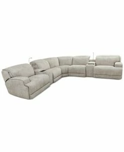 Furniture Sebaston 7-Pc. Fabric Sectional With 2 Power Motion Recliners And 2 USB Consoles, Created For Macy's -Costway Shop 19916001 fpx