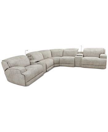 Sebaston 7-Pc. Fabric Sectional With 2 Power Motion Recliners And 2 USB Consoles, Created For Macy's Furniture Sebaston 7-Pc. Fabric Sectional With 2 Power Motion Recliners And 2 USB Consoles, Created For Macy's -Costway Shop