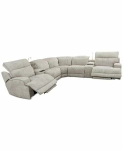 Furniture Sebaston 7-Pc. Fabric Sectional With 2 Power Motion Recliners And 2 USB Consoles, Created For Macy's -Costway Shop 19916002 fpx