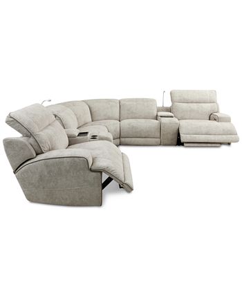 Sebaston 7-Pc. Fabric Sectional With 2 Power Motion Recliners And 2 USB Consoles, Created For Macy's Furniture Sebaston 7-Pc. Fabric Sectional With 2 Power Motion Recliners And 2 USB Consoles, Created For Macy's -Costway Shop