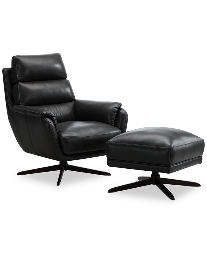 CLOSEOUT! Jarence 36 Leather Chair & Ottoman, Created For Macy's Furniture CLOSEOUT! Jarence 36 Leather Chair & Ottoman, Created For Macy's -Costway Shop