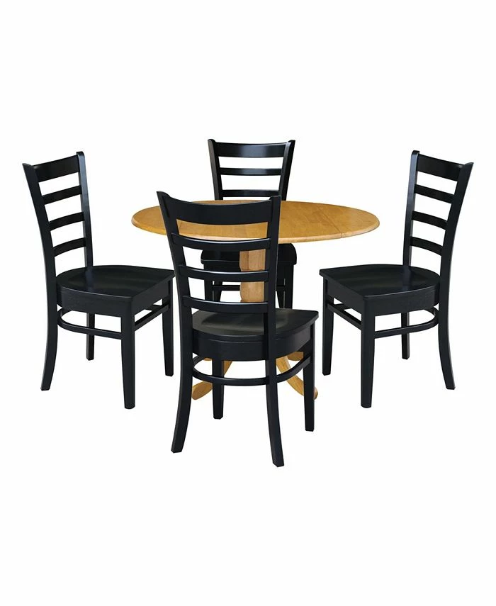 International Concepts 42 Dual Drop Leaf Table With 4 Ladder Back Dining Chairs - 5 Piece Dining Set 3 International Concepts 42 Dual Drop Leaf Table With 4 Ladder Back Dining Chairs - 5 Piece Dining Set