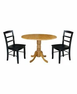 International Concepts 42 Dual Drop Leaf Table With 2 Ladder Back Dining Chairs - 3 Piece Dining Set