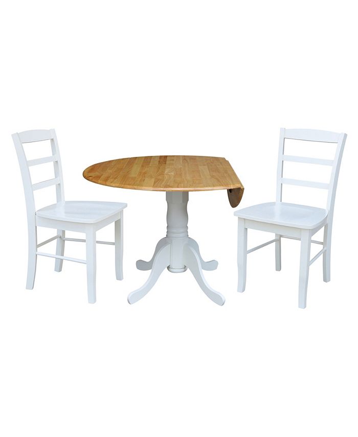 42 Dual Drop Leaf Table With 2 Ladder Back Dining Chairs - 3 Piece Dining Set International Concepts 42 Dual Drop Leaf Table With 2 Ladder Back Dining Chairs - 3 Piece Dining Set -Costway Shop