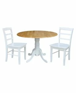 International Concepts 42 Dual Drop Leaf Table With 2 Ladder Back Dining Chairs - 3 Piece Dining Set