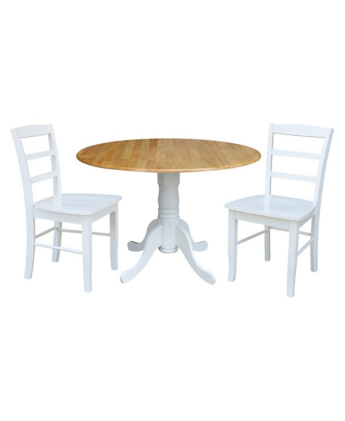 42 Dual Drop Leaf Table With 2 Ladder Back Dining Chairs - 3 Piece Dining Set International Concepts 42 Dual Drop Leaf Table With 2 Ladder Back Dining Chairs - 3 Piece Dining Set -Costway Shop