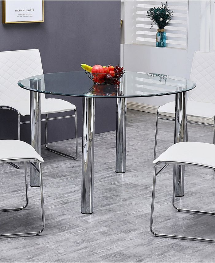 Duncan Clear Round Dinnette Table Best Master Furniture Duncan Clear Round Dinnette Table -Costway Shop